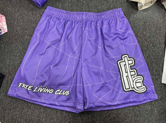 Purple webbed “Club” Shorts